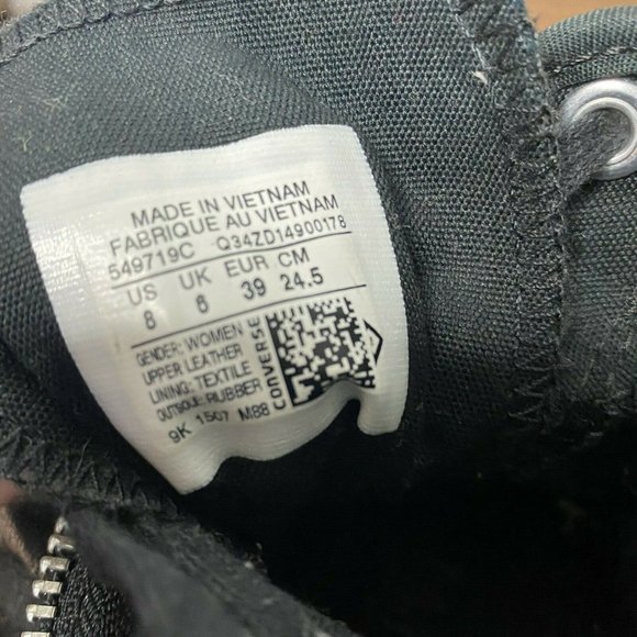 Converse Chuck Taylor All Star Shroud Black Leather Zip Sneakers Lace Up Women 8 - Picture 9 of 9